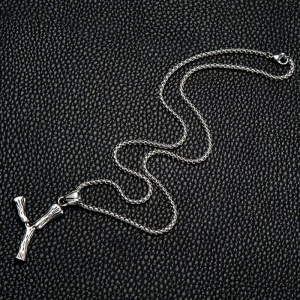 Lant cu pandantiv prastie, unisex, argintiu, - Img 2