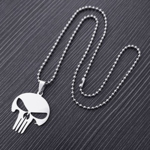 Lant cu pandantiv Punisher, model vigilante, tematica perfect story, unisex, argintiu, - Img 3