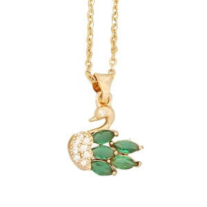 Lant dama, pandantiv lebada, model delicat elegant, tematica fancy swan, verde