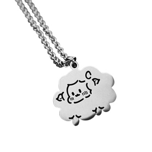 Lant, model model funny tineresc, M2, pandantiv oita pufoasa, unisex, argintiu