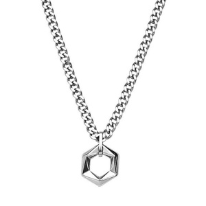 Lant unisex, pandantiv minimalist, model elegant, tematica cool and trendy, argintiu,