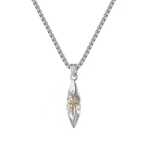 Lant unisex, pandantiv nordic, model cu rune vikinge, tematica old nordic runes, argintiu,