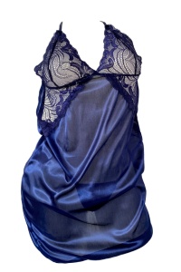 Lenjerie sexy tip neglijeu din satin albastru