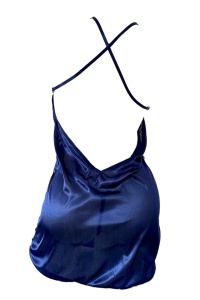 Lenjerie sexy tip neglijeu din satin albastru - Img 2