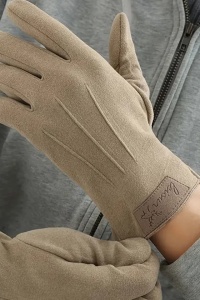 Manusi barbati, model casual, detaliu cusaturi in relief, tematica stay warm, marime universala, maro - Img 3