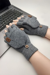 Manusi barbati, model super practic cu capac, prindere cu nasture, tematica warm touch, marime universala, gri inchis - Img 4