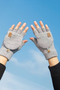 Manusi barbati, model super practic cu capac, prindere cu nasture, tematica warm touch, marime universala, gri deschis - Img 3