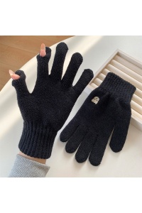 Manusi dama, model clasic calduros, accesorizate cu ursulet, tematica feeling warm, marime universala, negre - Img 4