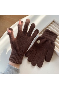 Manusi dama, model clasic calduros, accesorizate cu ursulet, tematica feeling warm, marime universala, maro - Img 3