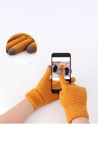 Manusi dama, model confortabil cu manseta dubla si touch screen, calduroase si fashion, tematica stay active, marime universala, portocalii - Img 2