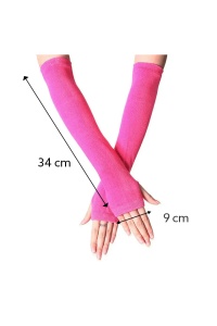 Manusi dama, model lung cu degete descoperite, tematica stay warm, marime universala, roz - Img 4