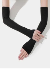 Manusi dama, model lung cu degete descoperite, tematica stay warm, marime universala, negre - Img 3