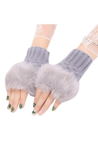 Manusi dama, model pentru incheietura, blanita la baza, marime universala, gri deschis
