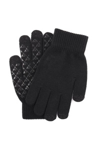 Manusi, model cu degete touch screen, tematica easy winter tech gloves, non – slip pe toata palma, unisex, marime universala, negre - Img 2