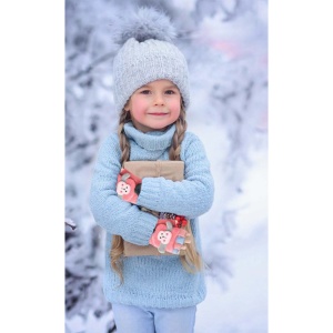 Manusi pentru copii, model cu degetele descoperite si capac decapotabil, prindere cu nasturel, accesorizate cu maimutica haioasa, manseta elastica, tematica happy winter, marime 3 – 6 ani, roz inchis - Img 4
