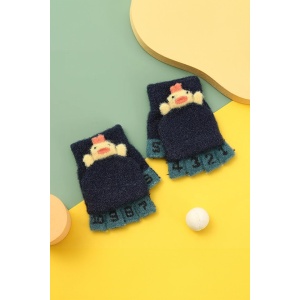 Manusi pentru copii, model cu degetele descoperite si numerotate, capac decapotabil prindere cu nasturel, manseta elastica, accesorizate cu puisor, tematica learn and play, marime 3 – 8 ani, albastru inchis - Img 4