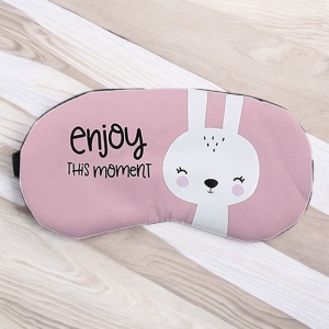 Masca de dormit, model cu animalute cute, rezerva cu gel, prindere elastica, tematica enjoy the moment, unisex, roz - Img 3