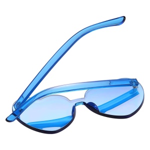 Ochelari de soare, dama, model pentru festival, super cool, M2, marime universala, albastri - Img 3