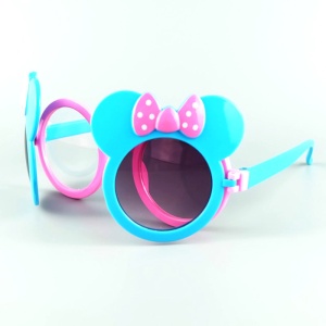 Ochelari de soare pentru copii, model fashion care se deschide open window pentru fetite, marime universala, albastri - Img 3