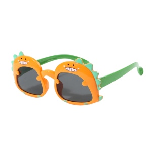 Ochelari de soare pentru copii, unisex, model cu dinozaur prietenos, tematica dino world, marime universala, portocalii