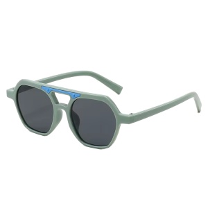 Ochelari de soare pentru copii, unisex, model cu rama chic, detaliu de contrast, tematica cool summer, marime universala, verzi