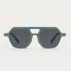 Ochelari de soare pentru copii, unisex, model cu rama chic, detaliu de contrast, tematica cool summer, marime universala, verzi - Img 2