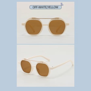 Ochelari de soare pentru copii, unisex, model cu rama fashion, cu accesoriu cool nerdy, tematica party summer, marime universala, albi - Img 3