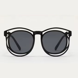 Ochelari de soare pentru copii, unisex, model cu rama fashion, tematica cozy summer, marime universala, negri - Img 2