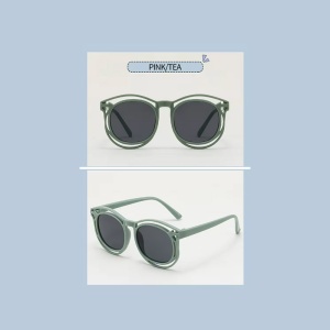 Ochelari de soare pentru copii, unisex, model cu rama fashion, tematica cozy summer, marime universala, verzi - Img 3