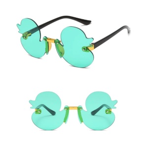 Ochelari de soare pentru copii, unisex, model cu ratuste, tematica Ducky the fancy duck, marime universala, turcoaz - Img 3