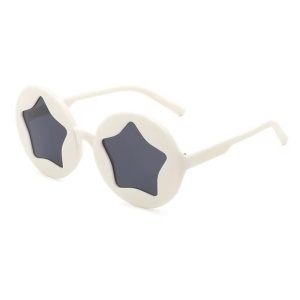 Ochelari de soare pentru copii, unisex, model cu stea, tematica new star in town, marime universala, albi