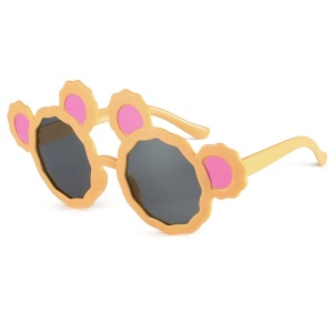 Ochelari de soare pentru copii, unisex, model cu urechi de ursulet, tematica fashion teddy, marime universala, galbeni