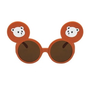 Ochelari de soare pentru copii, unisex, model cu urechiuse de ursulet, flexibili, marime universala, maro - Img 2