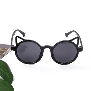 Ochelari de soare pentru copii, unisex, model pisicuta, accesorii urechiuse, marime universala, negri - Img 4