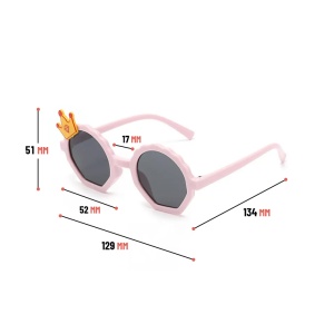 Ochelari de soare pentru copii, unisex, model printi si printese, marime universala, roz - Img 4