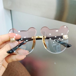 Ochelari de soare pentru copii, unisex, model ursulet, gradient, marime universala, albastru deschis - Img 2