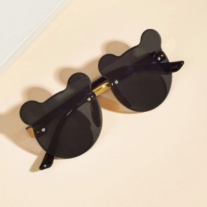 Ochelari de soare pentru copii, unisex, model ursulet, gradient, marime universala, negri - Img 4