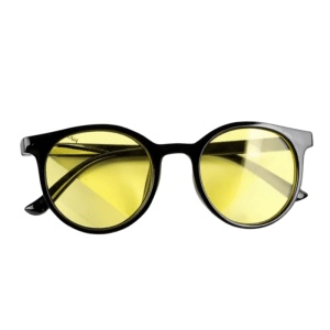 Ochelari de soare pentru copii, unisex, model vintage, rame fashion, M2, marime universala, negri cu galben