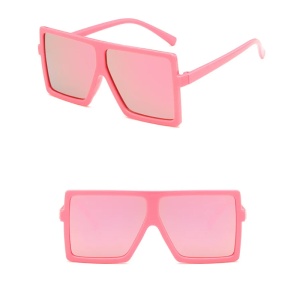 Ochelari de soare pentru copii, unisex, model voluminos cool, tematica fashion summer, marime universala, roz - Img 3