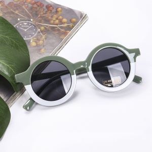 Ochelari de soare pentru copii, unisex, rotunzi, model vintage summer vibe, marime universala, verzi - Img 2
