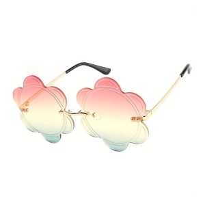 Ochelari de soare pentru femei, model cu floare, tematica I love retro flower, marime universala, multicolori