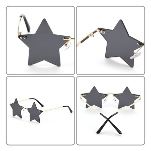 Ochelari de soare pentru femei, model super cool cu stea, tematica new star in town, marime universala, negri - Img 3