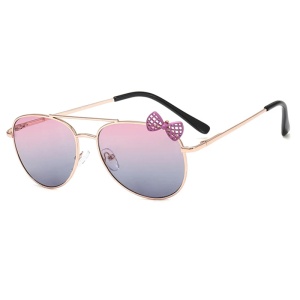 Ochelari de soare pentru fetite, model delicat accesorizat cu fundita, tematica mica printesa, marime universala, mov