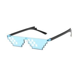Ochelari de soare, unisex, model pixelat, tematica thug life, marime universala, albastri