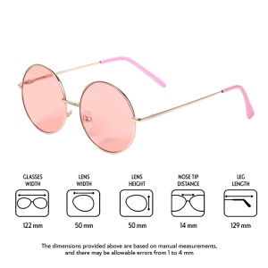 Ochelari de soare unisex, model retro rotund, tematica mistery cool, marime universala, roz - Img 3