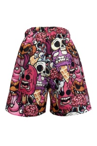Pantaloni scurti de baie tip sort, barbati, model fierbinte cu capete de schelet, de inghetata topita, hazlii, imprimeu grafic, prindere cu snur, tematica funny hot summer, uscare rapida, multicolori - Img 2