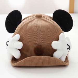 Sapca pentru copii, accesorizata cu elemente haioase, cozoroc curbat, model vesel, tematica little mouse, 3 luni – 3 ani, maro inchis - Img 3