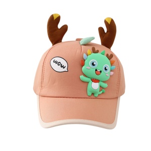 Sapca pentru copii, prindere reglabila cu scai, accesorizata cu urechiuse de ren si figurine colorate, model vesel, tematica party time, 2 – 7 ani, portocalie