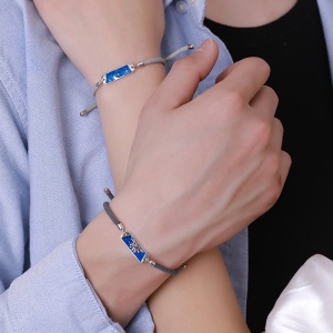 Set bratari cuplu, reglabile, accesoriu soare si luna, unisex, gri - Img 4