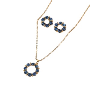 Set cercei si lantisor dama, model fashion delicat, tematica fancy style, albastru